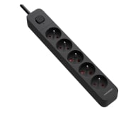 Listwa zasilająca Silver Monkey Listwa antyprzepięciowa 5 gniazd 16A/230V 1,5m czarna
